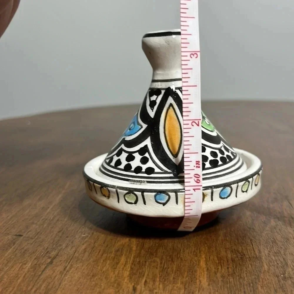 Moroccan stoneware tagine handmade and hand painted. Signed‎ - Picture 6 of 7